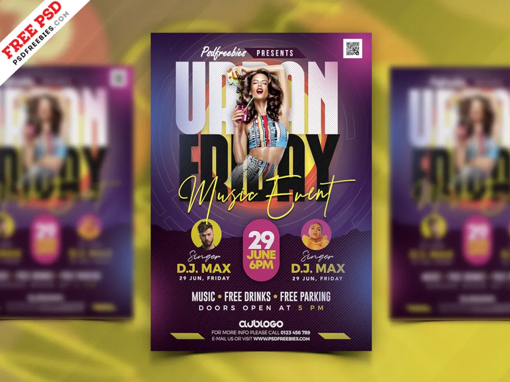 DJ Music Club Flyer PSD Template
