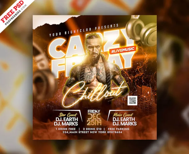 DJ Night Club Weekend Party Instagram Post PSD