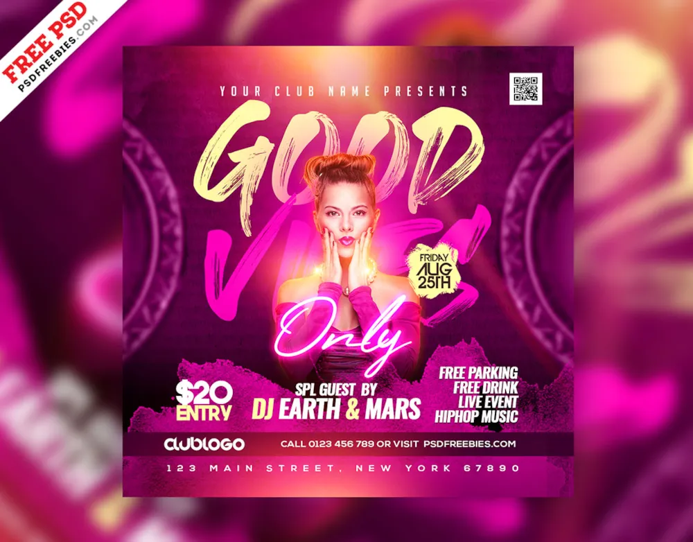 DJ Nightclub Instagram Post Template PSD