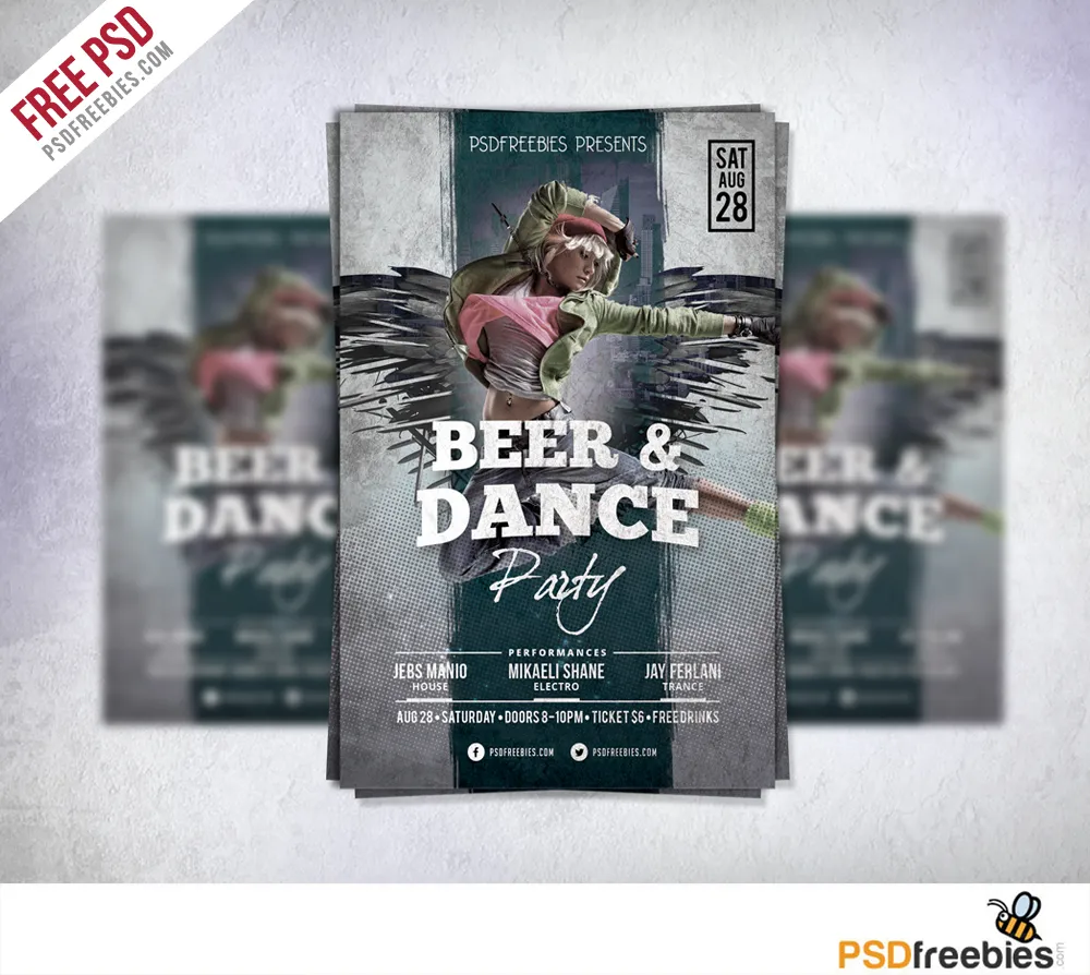 Dance Party Flyer Template Free PSD