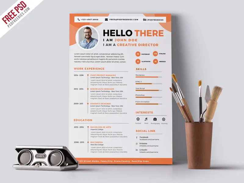 Designer Resume CV PSD Template