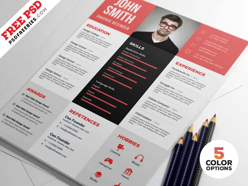 Designer Resume Template Free PSD Bundle