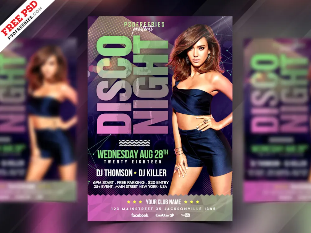 Disco Party Flyer PSD Template