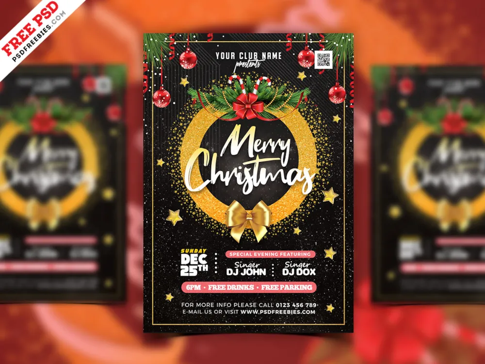 Elegant Christmas Night Party PSD Flyer