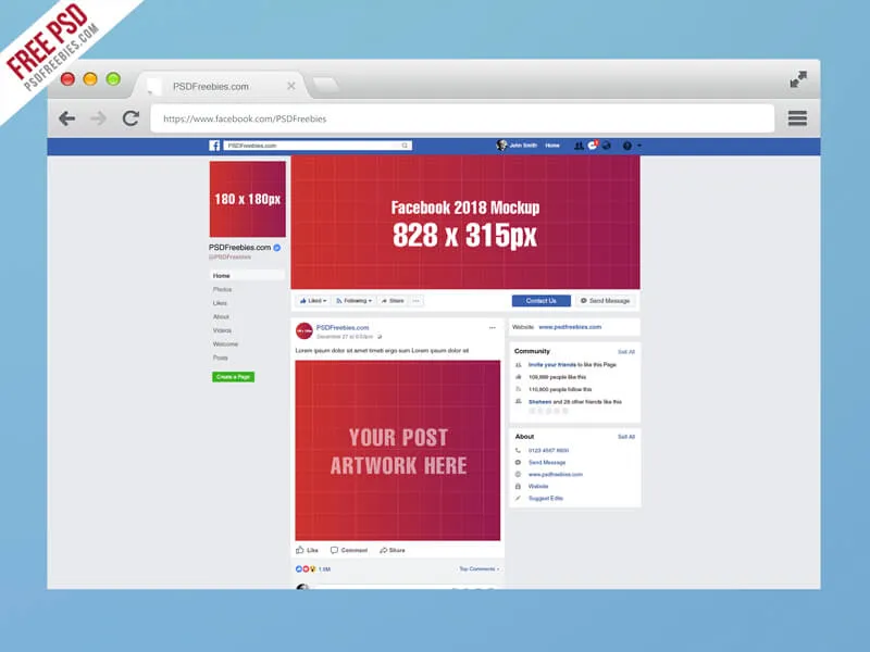 Facebook 2018 Mockup Template PSD