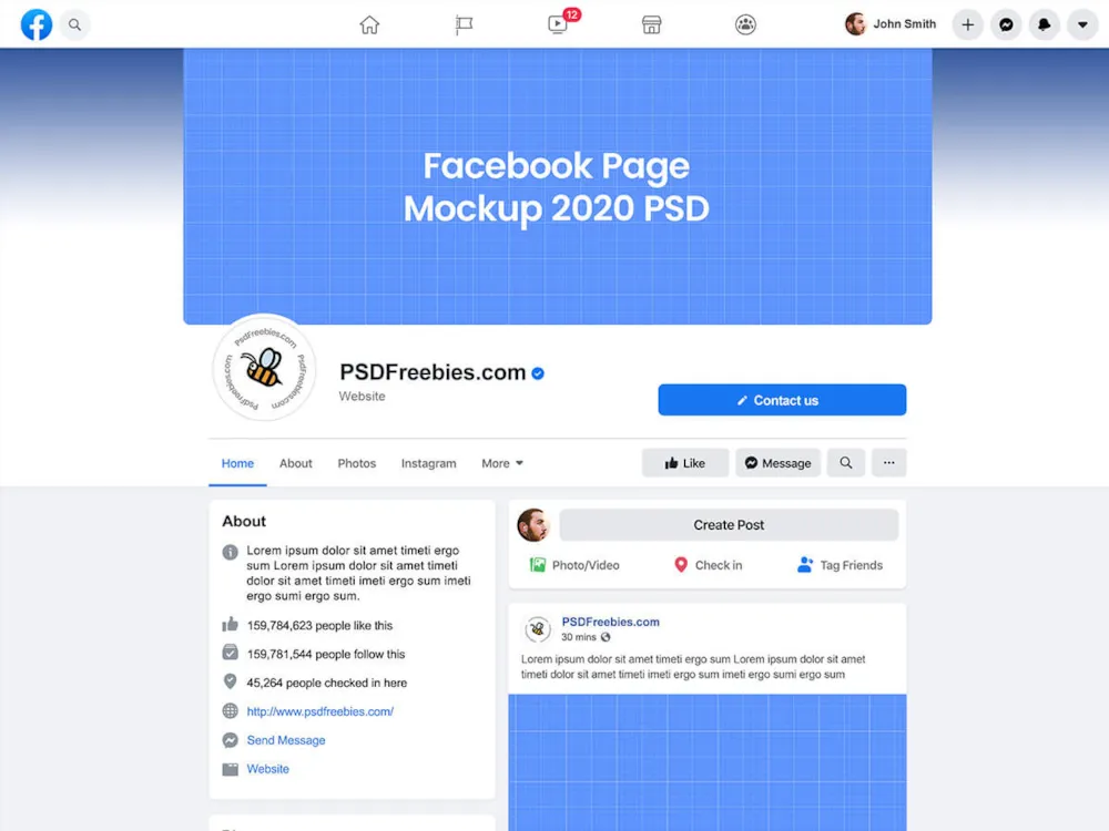 Facebook Page Mockup 2020 PSD
