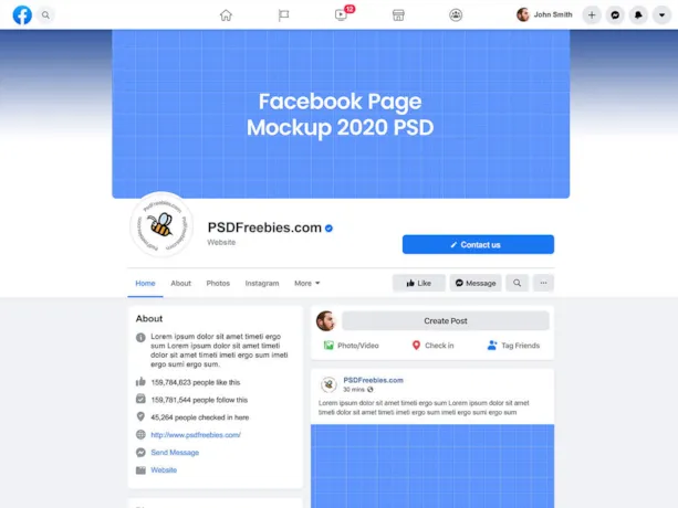 Facebook Page Mockup 2020 PSD