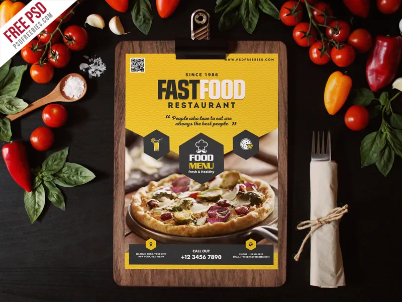 Fast Food Restaurant Menu Flyer Template PSD