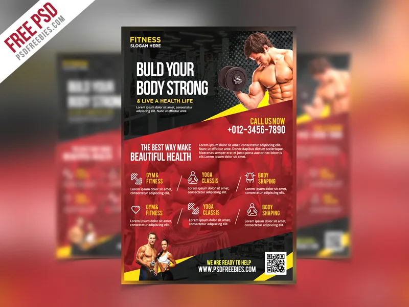 Fitness and Gym Flyer PSD Template