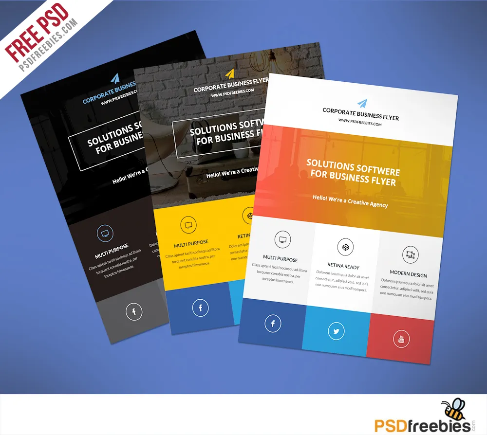 Flat Clean Corporate Business Flyer Free PSD