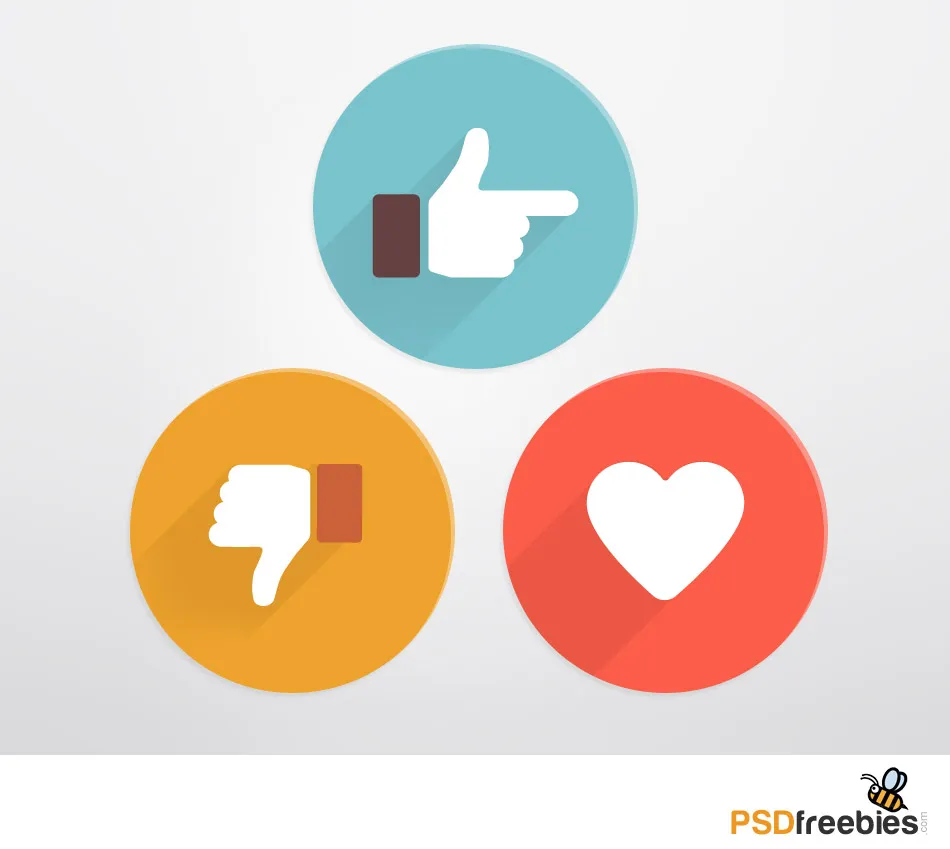 Flat Style Like and Dislike Social Icons PSD