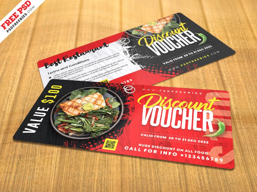 Food Meal Discount Voucher PSD Template