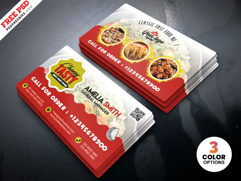 Food Restaurant Business Card PSD Template
