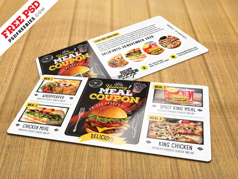 Food Voucher Design Template Free PSD