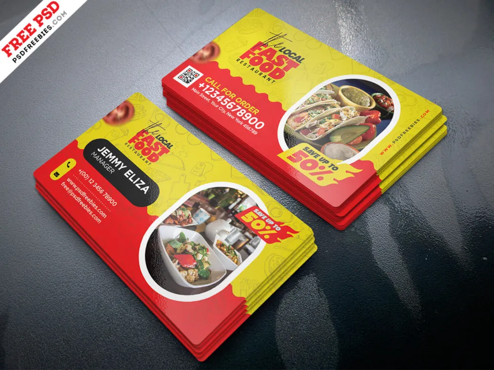 Food and Restaurant Creative Business Card PSD