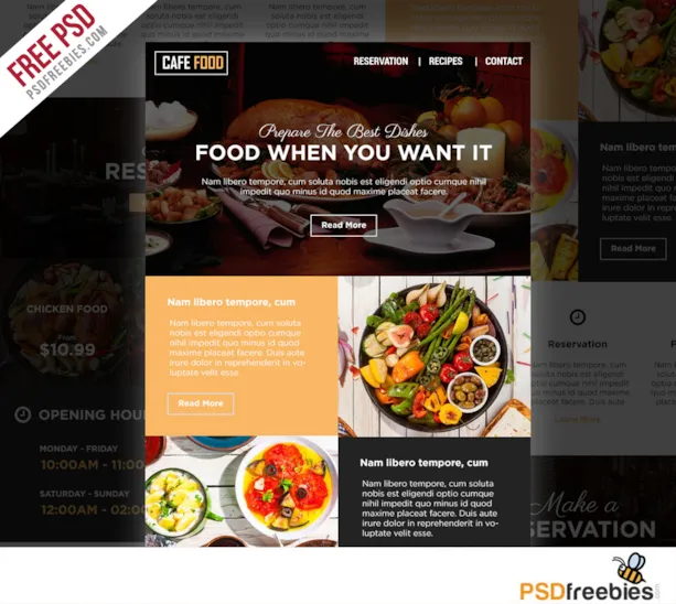 food email templates - free vectors & psds to download... emailers Free PSD Templates & Designs | PSDFreebies.com
