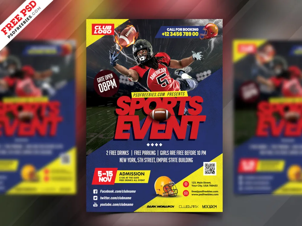 Football Event Flyer Template PSD