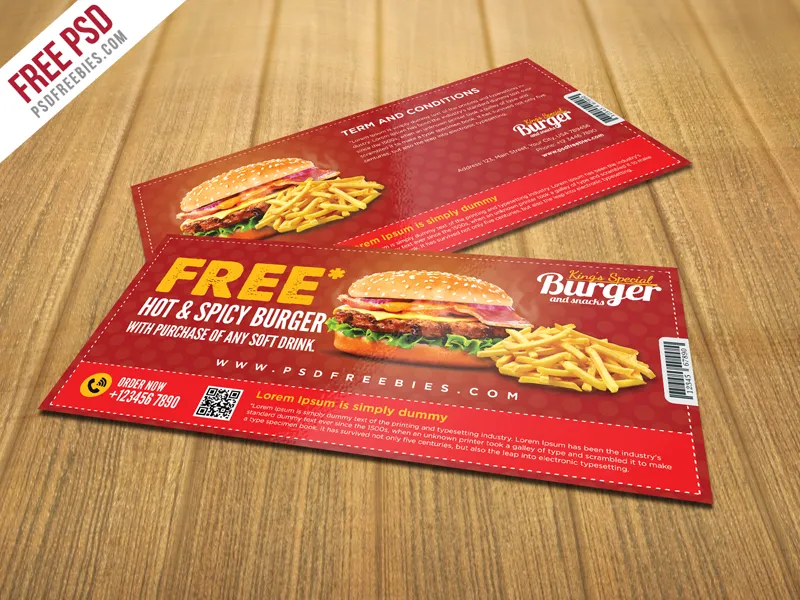 Free Burger Coupon Card Template PSD
