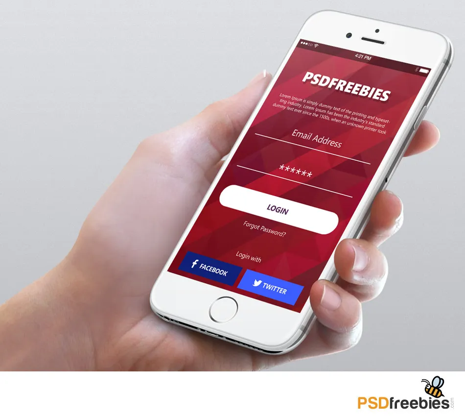 Free Clean App login PSD