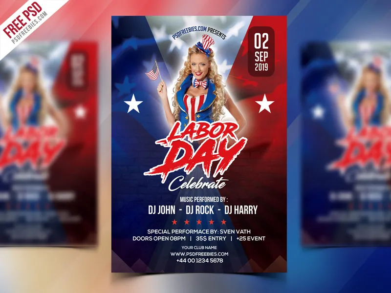 Free Labor Day Celebration Flyer PSD