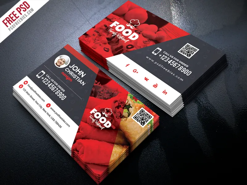 Free Restaurant Business Card PSD