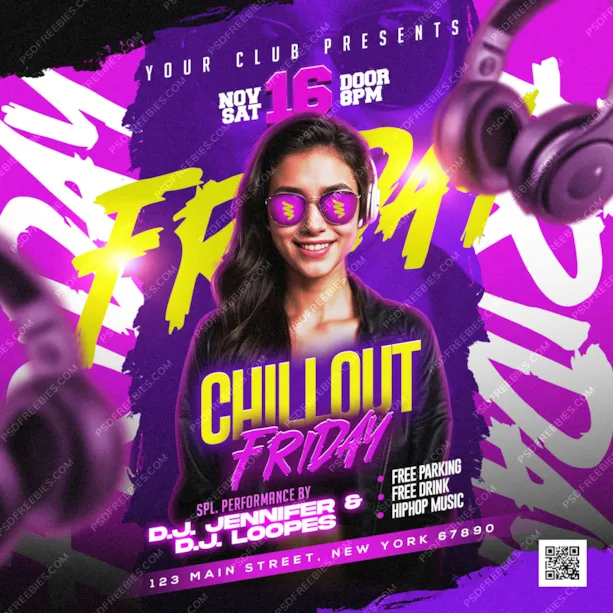 Friday Chillout Music Party Post PSD