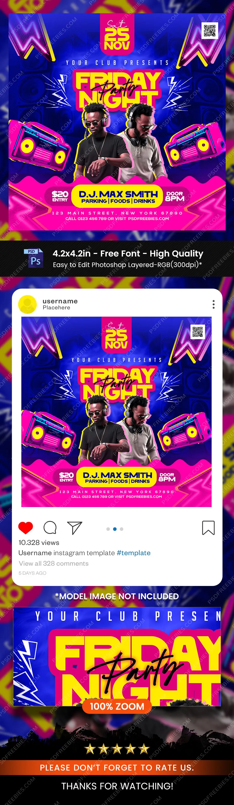 Friday Chillout Party Post Design PSD