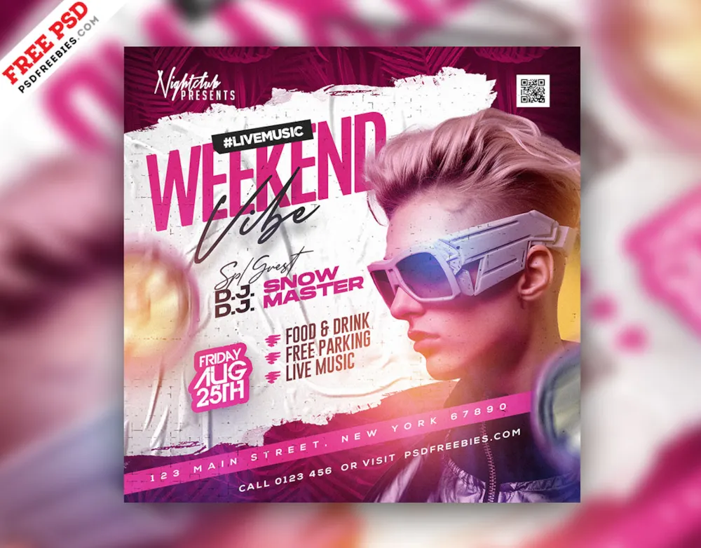 Friday Club DJ Party Event Social Media Post PSD