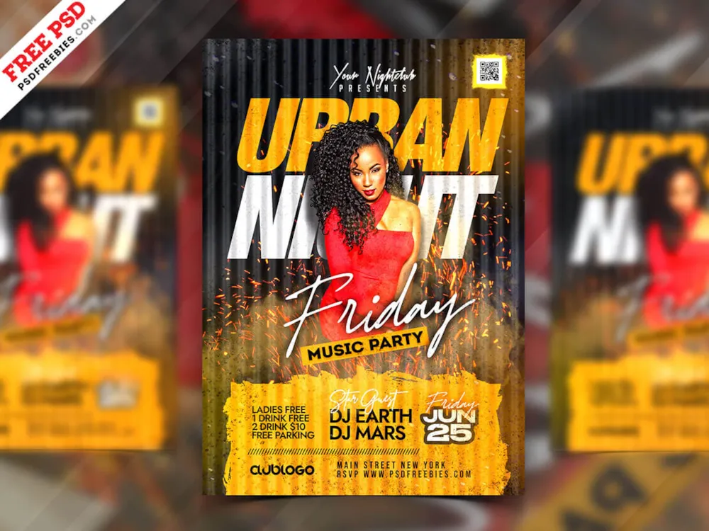 Friday Night Club Party Flyer PSD Template