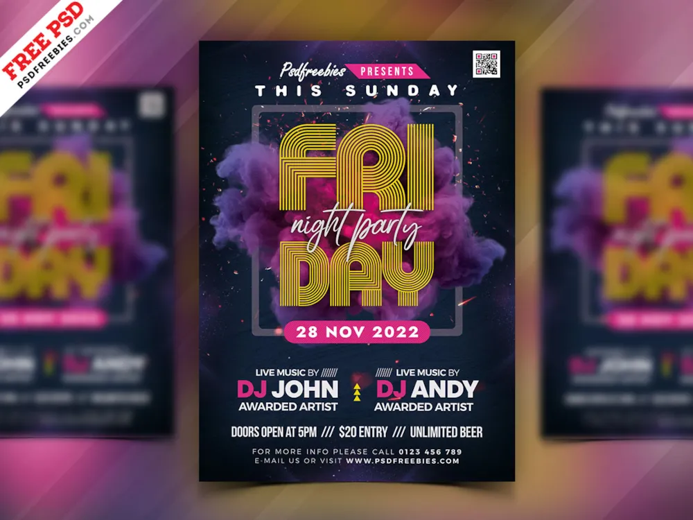 Friday Night Club Party Flyer PSD