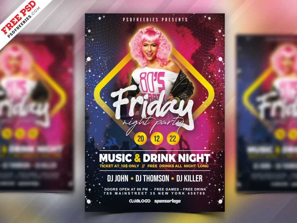 Friday Night Party Flyer PSD