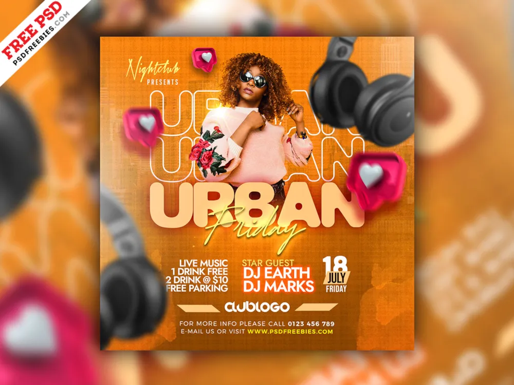 Friday Night Party Social Media Post PSD