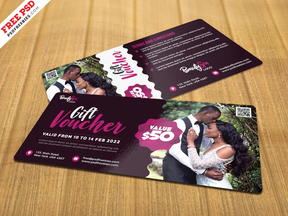 Gift Voucher Card Design PSD Template