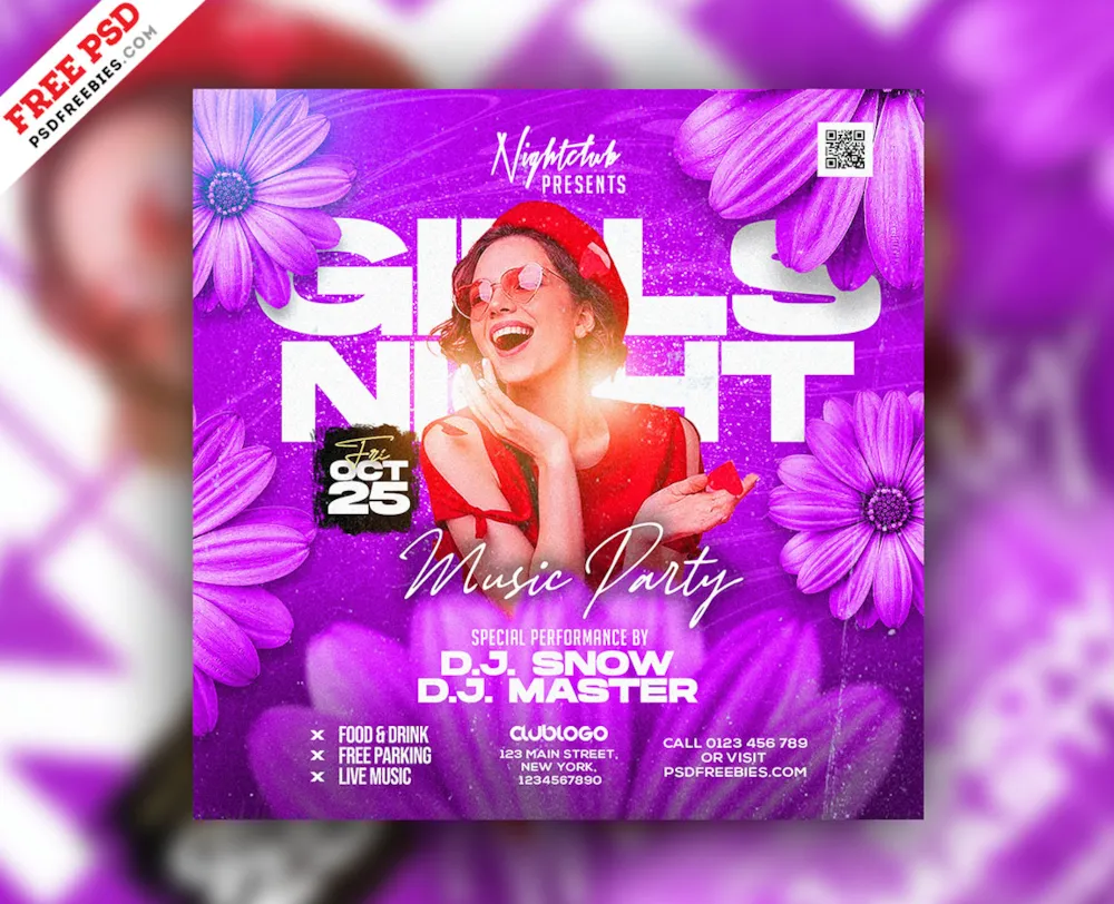 Girls Ladies Dj Music Party Instagram Post PSD