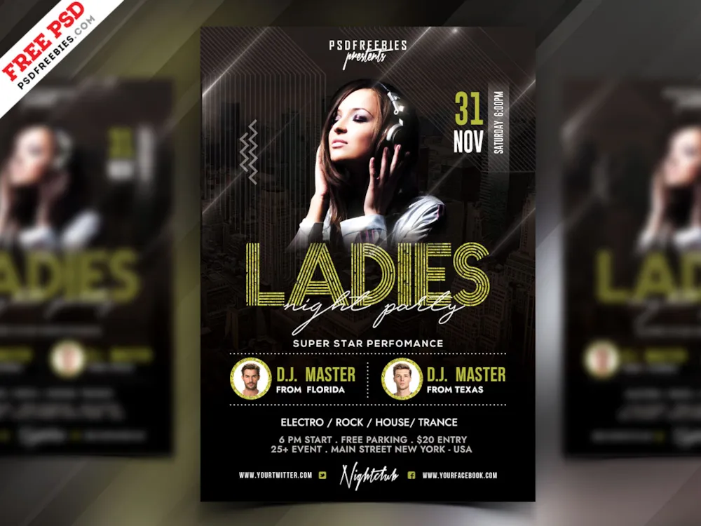 Girls Ladies Night Party Flyer PSD