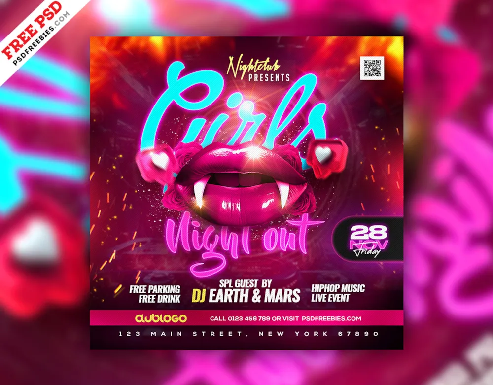 Girls Night Out Club Party Instagram Post PSD
