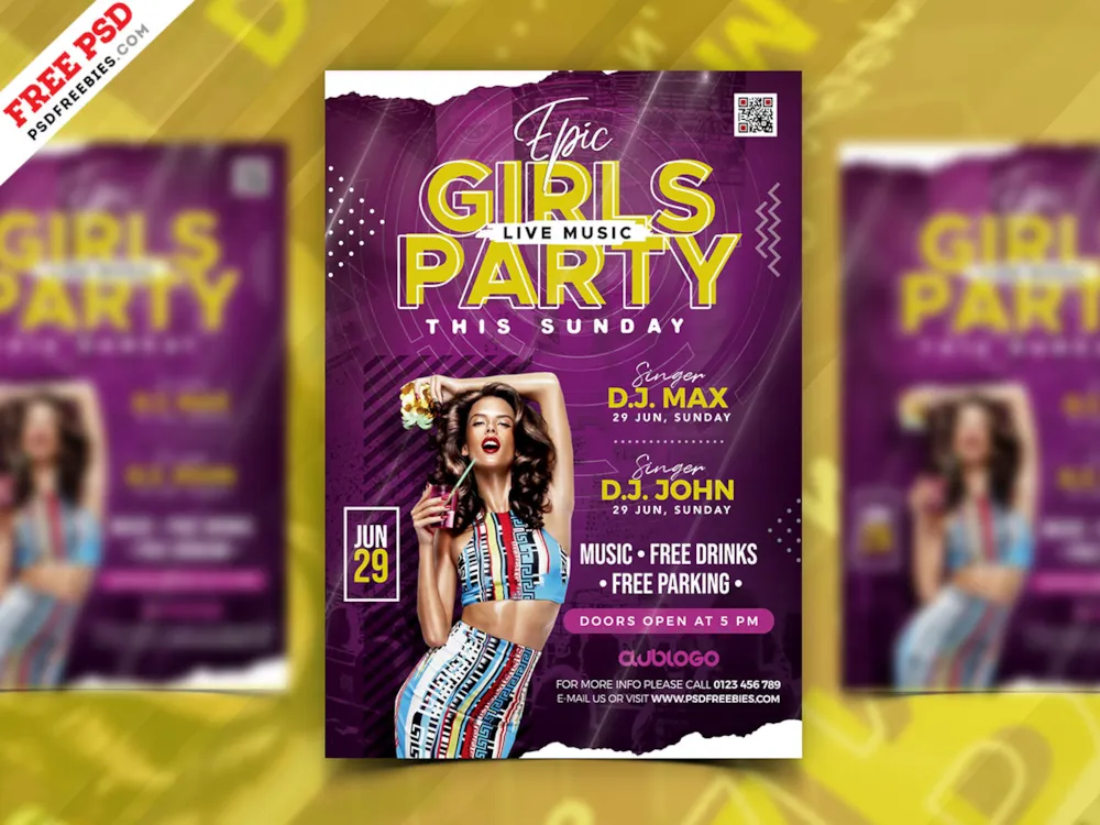 Girls Night Party Flyer PSD