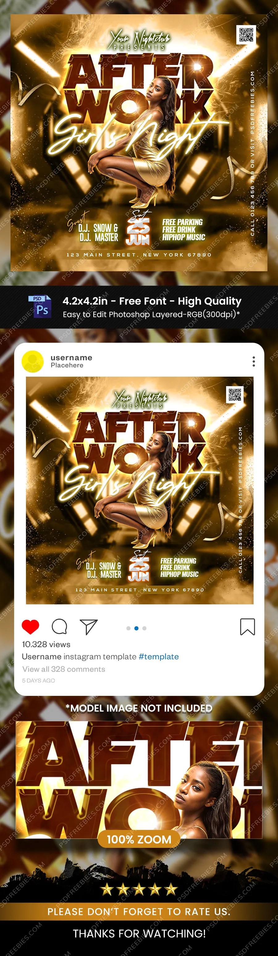 Girls Night Weekend Club Party Post PSD