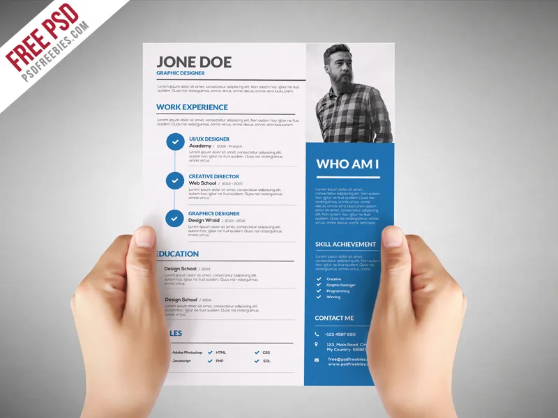Graphic Designer Resume Template Free PSD