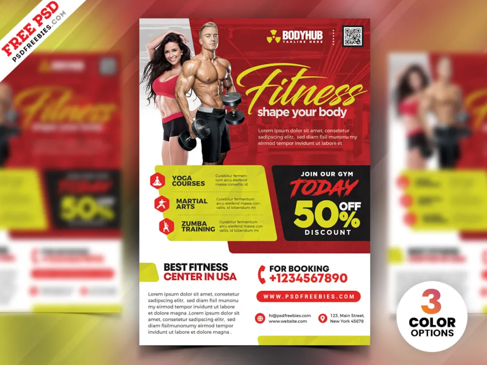 Gym Fitness Center Flyer PSD