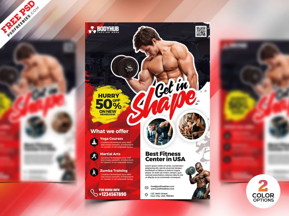 Gym and Fitness Studio Flyer PSD