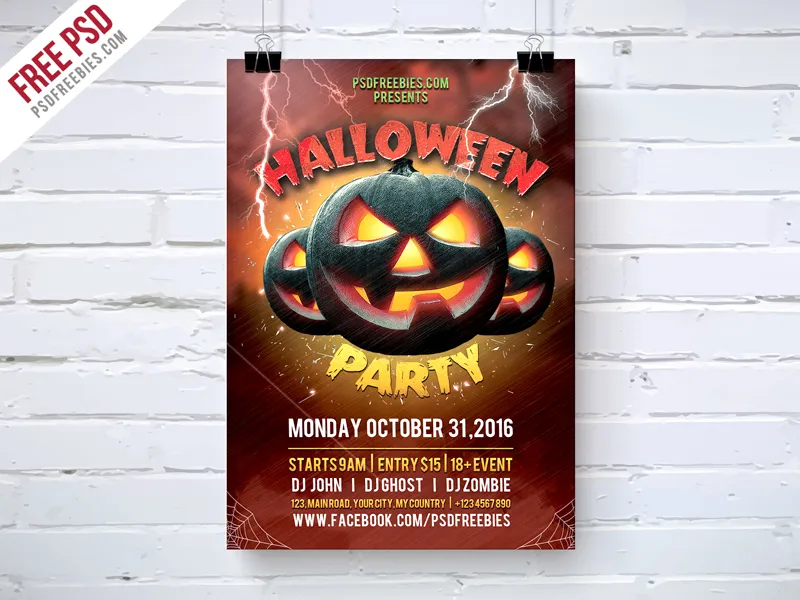 Halloween Party Flyer Template Free PSD