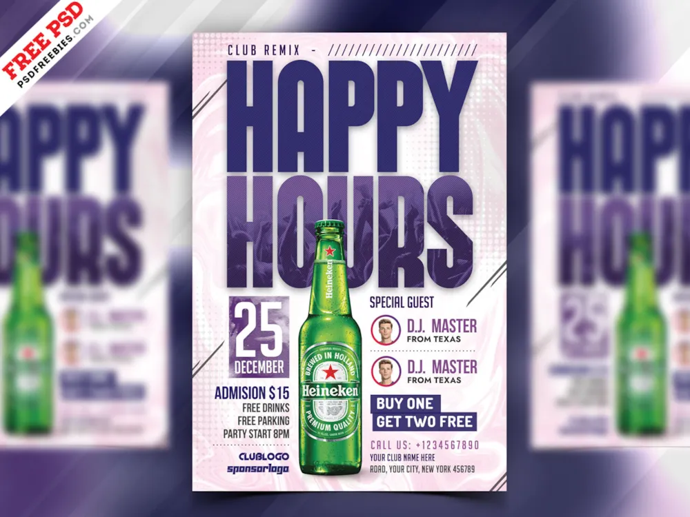 Happy Hour Offers Flyer Design PSD