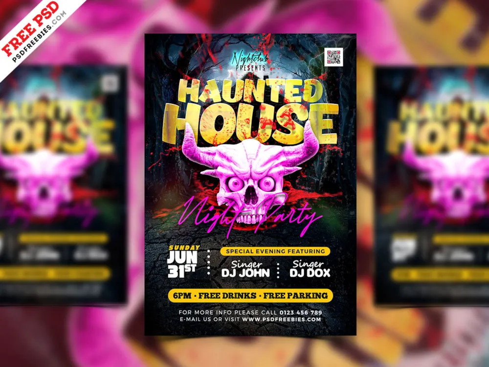Haunted House Party Event Flyer PSD