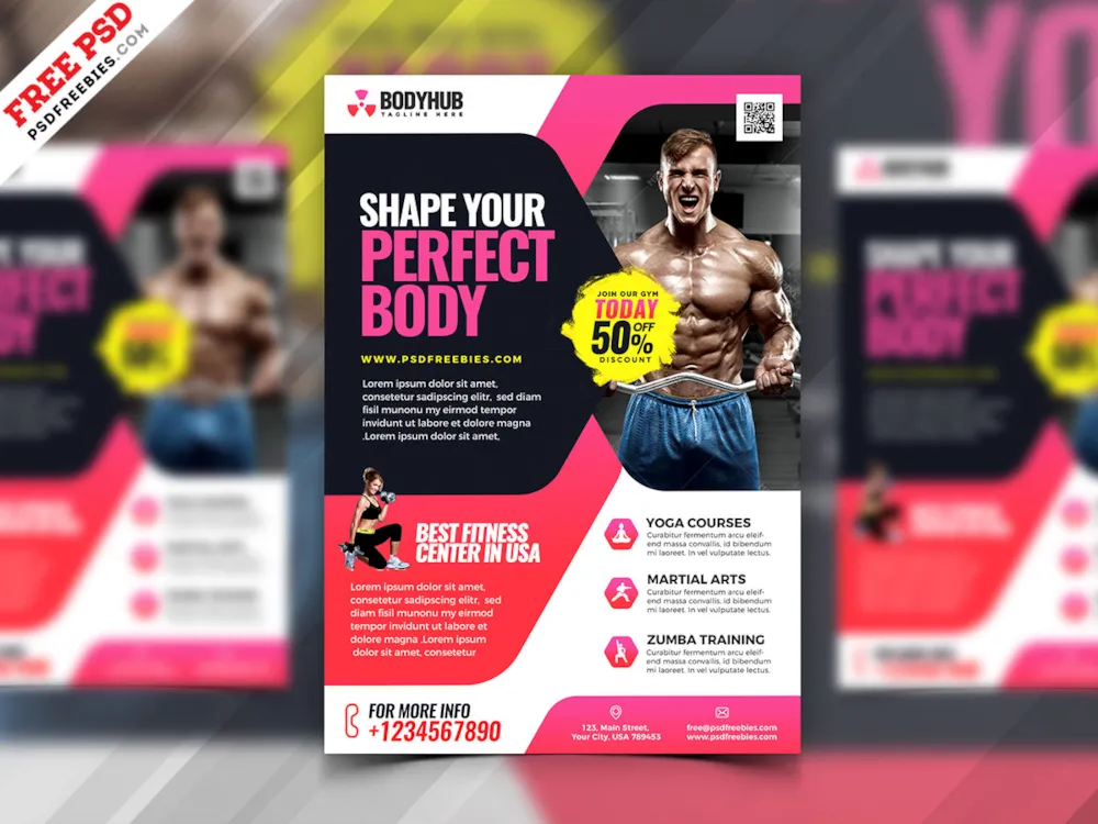 Health and Fitness Gym Flyer PSD Template