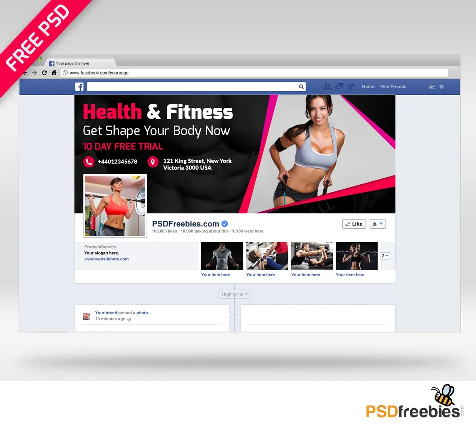 Health and Fitness facebook cover PSD