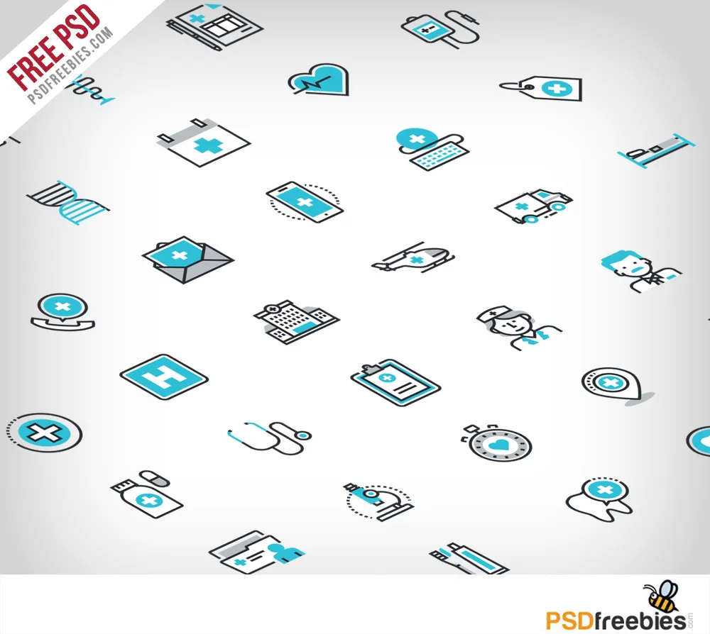 Healthcare and Medicine Icon set Free PSD
