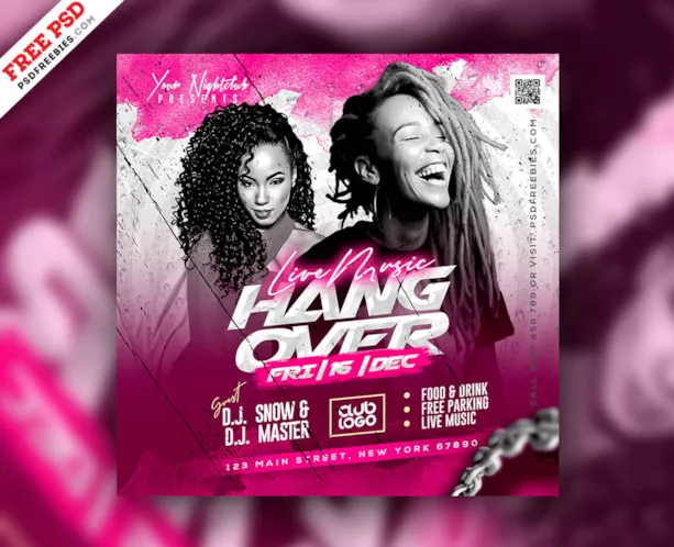 Hip Hop Night Club Party Social Media Post Design PSD