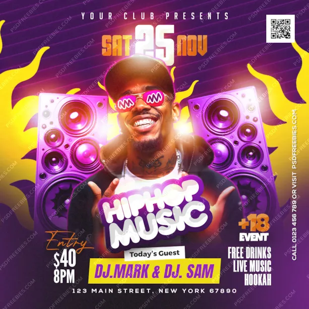 HipHop Club DJ Party Post PSD