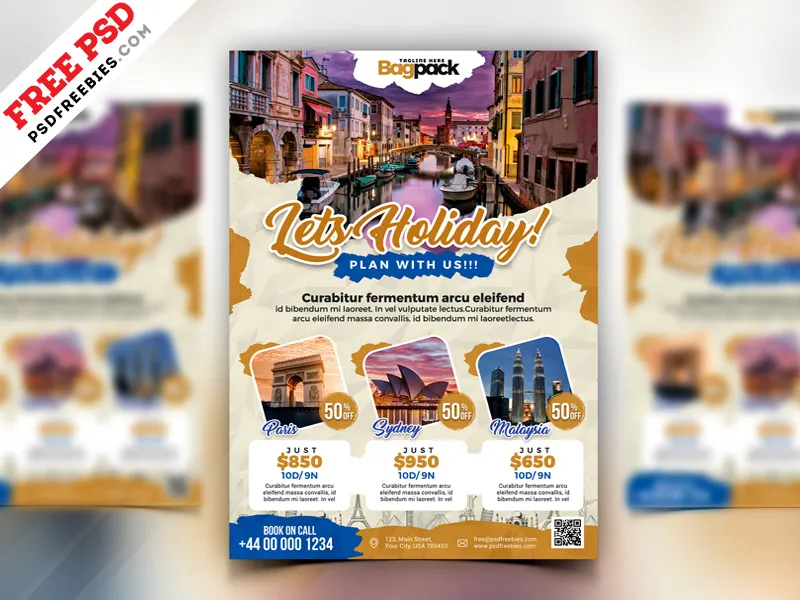 Holiday Travel Flyer Design PSD